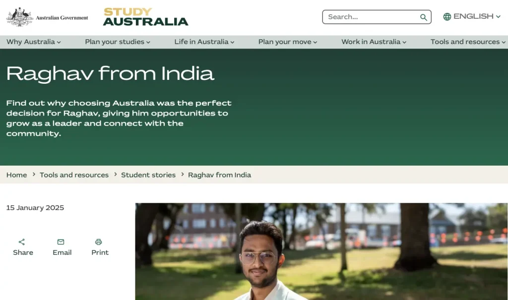 Raghav from India, Study Australia Article, About Raghav Motani